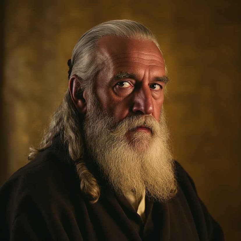An old man is very serious when facing the camera